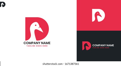 Duck Logo - All elements on this template are editable with vector software