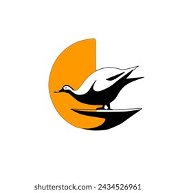 duck logo with a black and white theme wrapped in the charm of the sun
