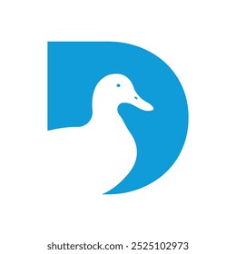 Duck Logo combine with letter D vector template