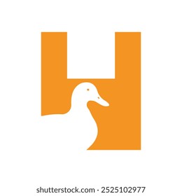 Duck Logo combine with letter H vector template