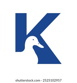 Duck Logo combine with letter K vector template