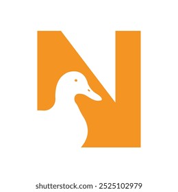 Duck Logo combine with letter N vector template