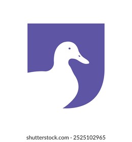 Duck Logo combine with letter U vector template