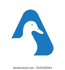 Duck Logo combine with letter A vector template
