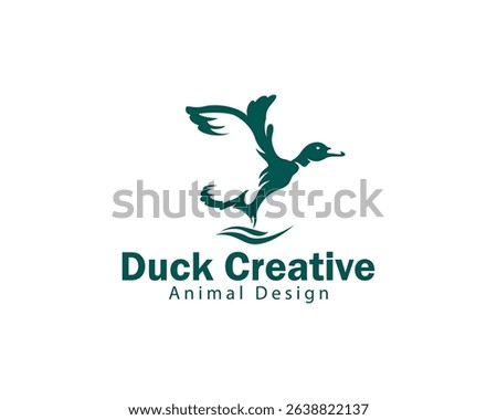 duck logo creative animal flying design art farm food business