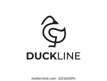duck logo design. abstract line swan template vector illustration.