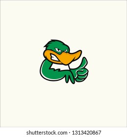 Duck Logo Design, Angry duck mascot - Vector 