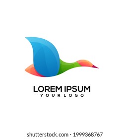 Duck logo design colorful vector