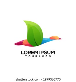 Duck logo design colorful vector