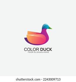 diseño de logotipo de pato gradiente colorido 