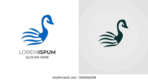 Duck logo design with half ton logo design .duck vector icon and modern design .duck monogram and minimal design 