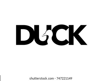 duck logo design hidden in letters DUCK and a duck hidden in letter UC and CU