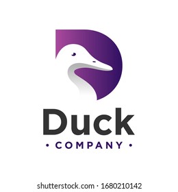 duck logo design letter D