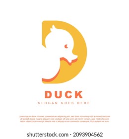 Duck logo design. Letter D with duck face vector for brand, shop or others