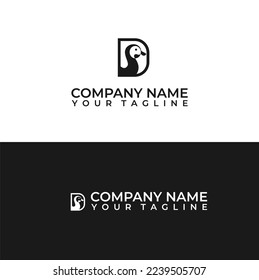 Duck logo design. Letter D with duck face vector for brand, shop or others