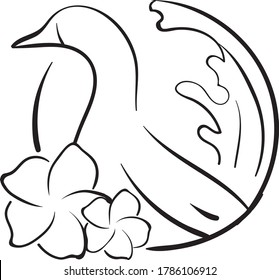 duck logo design vector, outline swan bird logo design, minimalist