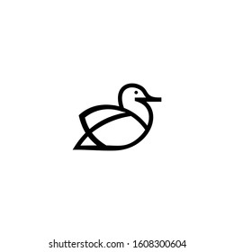 Duck Logo design vector template Linear style