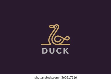 Duck Logo design vector template Linear style. Luxury lineart icon.
Outline Swan Bird Logotype Jewelry Fashion concept.