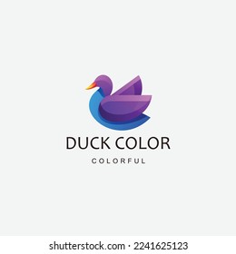 duck logo gradient color icon design illustration