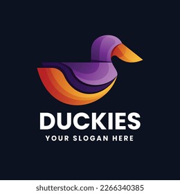 Duck logo gradient vector icon illustration