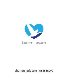 Duck logo. Duck in heart vector design.