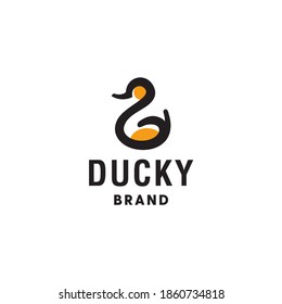 Duck logo icon Line art vector illustration. icon for hunting and tourism. minimal duck outline symbol