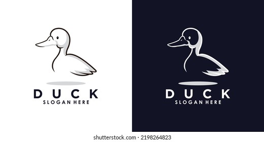 Entenlogo-Illustration-Design mit kreativem Konzept, Premium-Vektorgrafik