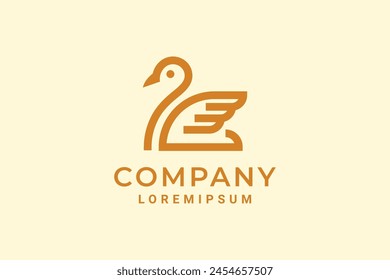 Duck logo isolated with minimalist line art style design