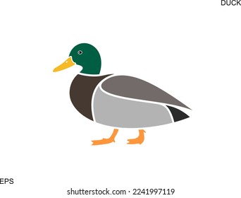 Duck logo. Isolated duck on white background. Bird