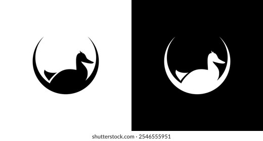 Logotipo de pato con letra D Vector simple