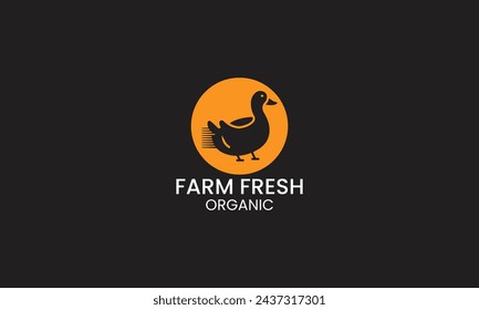Duck logo. Line art vector illustration. Bird in fly. Logo for hunting and tourism. Bird design template.