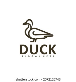Duck logo line vector illustration design concept. Creative design template