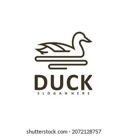 Duck logo line vector illustration design concept. Creative design template