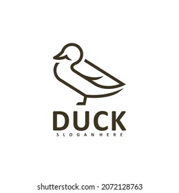 Duck logo line vector illustration design concept. Creative design template