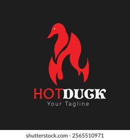 The duck logo with red flames is suitable for spicy food or spicy duck logos