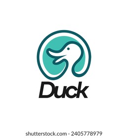 Duck logo with simple design and flat graphics for brand identity