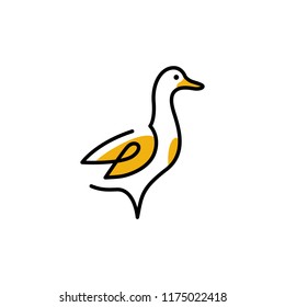 duck logo vector icon line outline monoline illustration