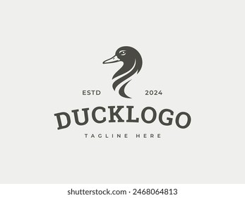 Ilustración vectorial con logotipo de pato. Plantilla con logotipo de cabeza de pato