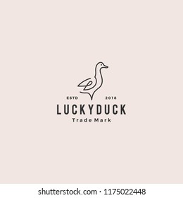 duck logo vector vintage hipster retro icon line outline monoline illustration