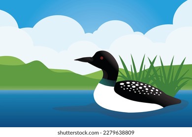 duck loon bird design vector modern illustration