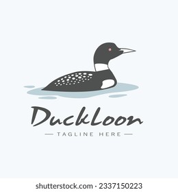 duck loon bird logo design vector flat modern illustration