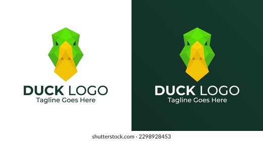 Design für Low-Poly-Duck-Logos Polygonales Design. Geometrisches Design. Modernes Logo