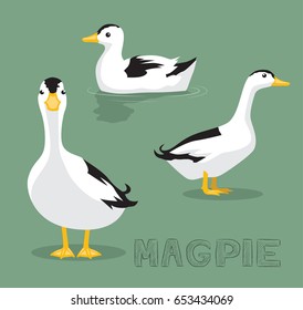 Duck Magpie Cartoon Vector Illustration