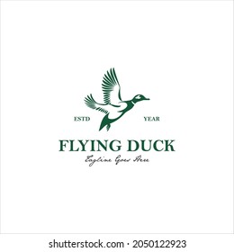 Duck Mallard Waterfowl Flying Logo Design Vector Image