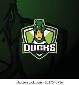 Duck mascot esport logo. Illustration for Sport, Badge, Printing Design and Esport Team.