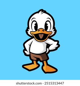 Duck mascot isolated on flat background