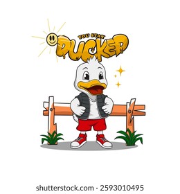 Duck mascot isolated on flat background