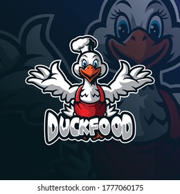 duck mascot logo design vector with modern illustration concept style for badge, emblem and tshirt printing. smart duck illustration for food and drink.