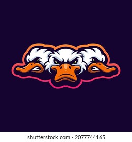 Duck mascot logo design vector with modern illustration concept style for badge, emblem and t shirt printing. Three Duck illustration for sport, esport, gaming or team