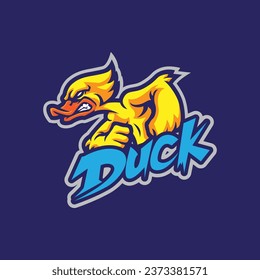 Duck mascot logo design vector with modern illustration concept style for badge, emblem and t shirt printing. Angry duck illustration for sport and esport team.